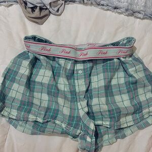 PINK plaid pink pajama lounge shorts